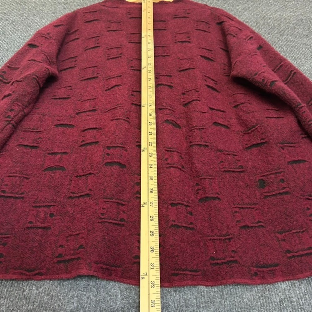 J Jill Womens M Cardigan Wool Sweater Distressed Oversized Burgundy Long Sleeve - Picture 10 of 12